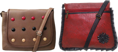

AZED Collections Girls Casual Brown, Maroon Rexine Sling Bag