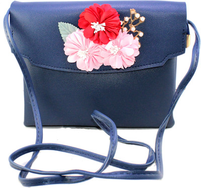 

Skoll Girls Casual Blue Synthetic Leather Sling Bag