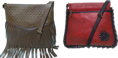 AZED Collections Girls Casual Brown, Maroon Rexine Sling Bag