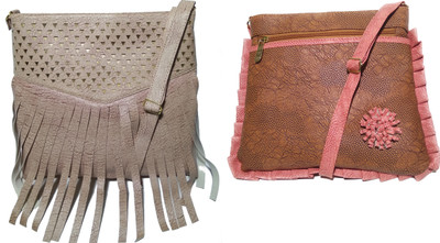 

AZED Collections Girls Casual Gold, Tan Rexine Sling Bag