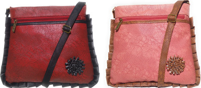 

AZED Collections Girls Casual Maroon, Pink Rexine Sling Bag