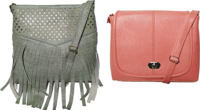 

AZED Collections Girls Casual Green, Orange Rexine Sling Bag