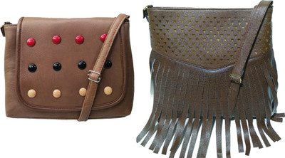 

AZED Collections Girls Casual Brown Rexine Sling Bag