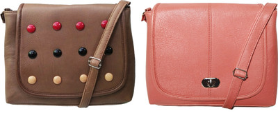 

AZED Collections Girls Casual Brown, Orange Rexine Sling Bag