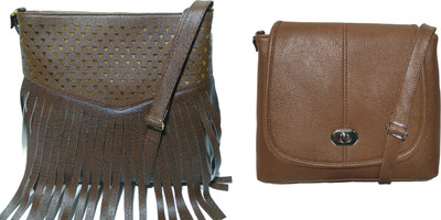 

AZED Collections Girls Casual Brown Rexine Sling Bag