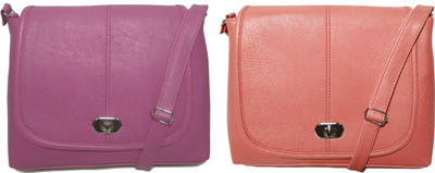 

AZED Collections Girls Casual Pink, Orange Rexine Sling Bag, Orange;pink