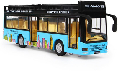 

Emob Double Decker Metal Pull Back Blue City Bus Toy with Light and Sound Features(Multicolor)
