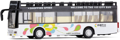 

Emob Double Decker Metal Pull Back White City Bus Toy with Light and Sound Features(Multicolor)