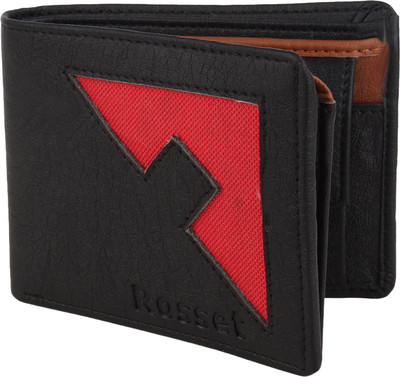 R Men Casual Black, Red Artificial Leather Wallet(5 Card Slots)