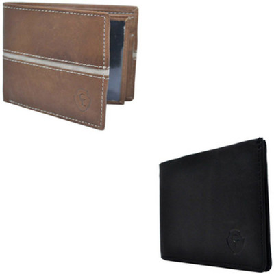 

Creative Edge Men Formal Black, Brown Genuine Leather Wallet(5 Card Slots), Black;tan
