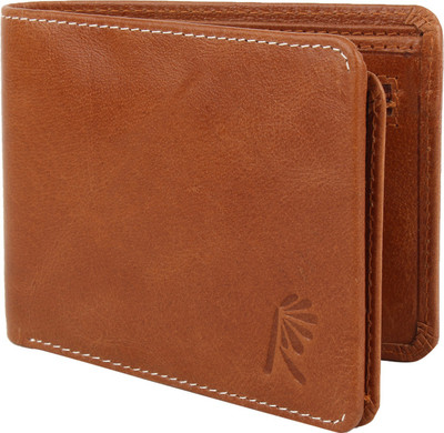 

R Men Formal Tan Genuine Leather Wallet(6 Card Slots)
