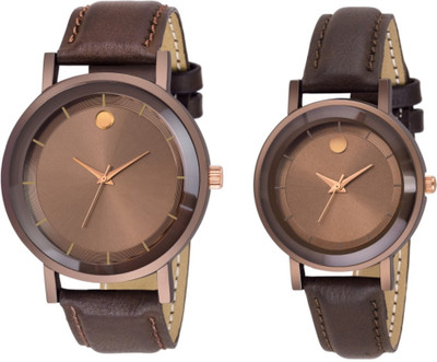 

Celora AV-119 Stylish Brown Dial Leather Strap Branded Combo Watch - For Couple