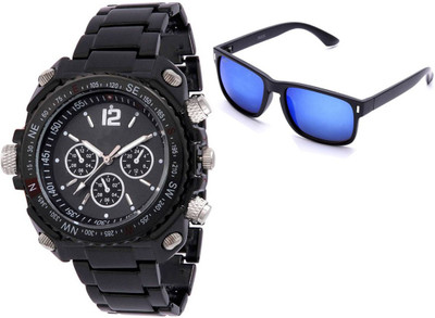 

Fancy Wayfarer, Analog Watch Combo(Black)