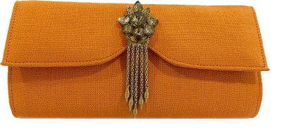 

jute story beyond bars Party Orange Clutch