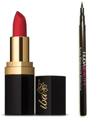 

iba halal care PURE LIPSTICK LONG STAY MATTE RED VELVET WITH WATERPROOF EXTRA PROTECTIVE EYE LINER PACK(Set of 2)