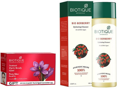 

BIOTIQUE BIO PARTY GLOW FACIAL KIT, BERBERRY HYDRATING CLEANSER FOR ALL SKIN TYPES(Set of 2)