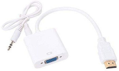 

CAPSLOCK HDMI to VGA Converter Adapter 1080P with 3.5mm Audio HD Cable Video Cable for PC Desktops Laptops (White) HDMI Adapter(Compatible with PC, LAPTOP, TV, White)