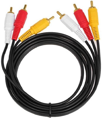 

Etake 3RCA to 3RCA Gold Plated Both Side Male AV Cable 1.5 Meter RCA Audio Video Cable(Compatible with TV, DVD, Set top Boxes, Black)