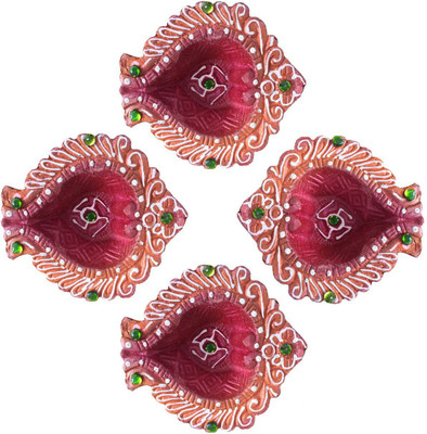 

Craft Art India Dipawali / Diwali Tealight / Oil Lamps For Pooja /Gifts/ Puja - Set Of 4 Terracotta (Pack of 12) Table Diya Set(Height: 0.79 inch)