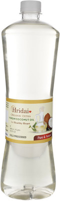 

Hridai Organic Extra Virgin Coconut Oil Cold Processed - 1,000 ml 1l Coconut Oil Plastic Bottle(1000 L)