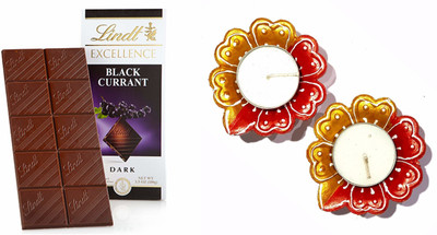 

Lindt Diwali Combo of Excellence Black Currant Dark Chocolate 100gm with 2 Pcs of Handmade Diyas Combo(3)