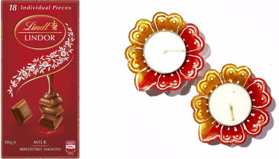 

Lindt Diwali Combo of Lindor Milk Chocolate 100gm with 2 Pcs of Handmade Diyas Combo(3)