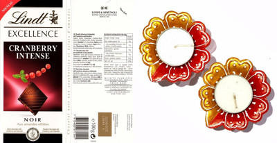 

Lindt Diwali Combo of Excellence Cranberry Intense Dark Chocolate 100gm with 2 Pcs of Handmade Diyas Combo(3)