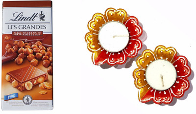 

Lindt Diwali Combo of Grand Hazelnut Milk Chocolate 150gm with 2 Pcs of Handmade Diyas Combo(3)