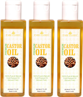 PARK DANIEL Premium Cold Pressed Hexane Free Castor Oil Combo Set of 3 No.200 ml Bottles(600 ml)