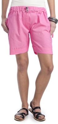 TEEMOODS Solid Women Pink Basic Shorts