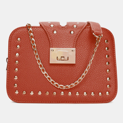 

Remanika Women Casual Tan Leatherette Sling Bag