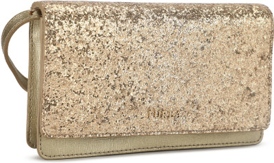 Furla Women Casual Gold Genuine Leather Sling Bag
