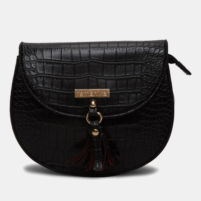 

Remanika Women Casual Black PU Sling Bag