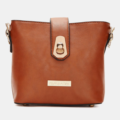 

Remanika Women Casual Tan Leatherette Sling Bag