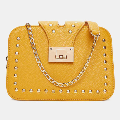 

Remanika Women Casual Yellow Leatherette Sling Bag