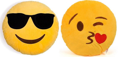 

Frantic Premium Quality Cool dude and Winky Soft Smiley Cushions - 35 Cm Pack of 2 - 35 cm(Yellow)