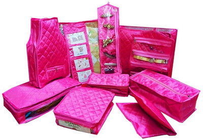 

Afrose Jewellery Kit Make Up Kit Wedding Collection Gift Vanity Box In High Quailty Pouch Vanity Box Vanity Box(Pink)