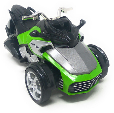 

Akrobo Die-Cast Metal Sports Bike Pull Back with Light and Music Great Gift for Kids Green(Multicolor)