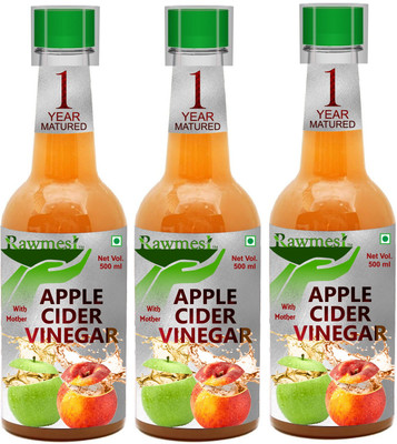 

Rawmest 1 YEAR MATURED Apple Cider VInegar with Mother for Weight Loss Apple Cider Vinegar(3x500 ml, unflavored Flavored)