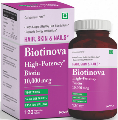 

Carbamide Forte Biotin 10000 mcg (High Potency) per Veg Tablet - Supports Hair Growth, Glowing Skin and Strong Nails - (120 Tablets)(120 No)