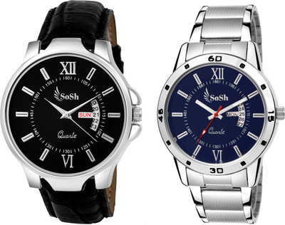 

SoSh Analog Black and Blue Dial Men's Watch - SCD11, Pack of 2 Watch - For Men