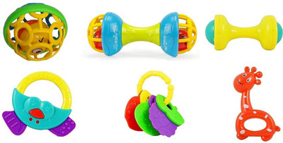 

Trendy Dukaan BPA Free Non Toxic 6 Rattle Toys for Babies Infants and Toddlers Rattle(Multicolor)