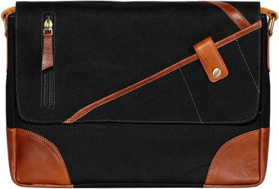 

SCHARF ED FRANK - CASUAL EXPLORER Canvas Leather Messenger Bag Messenger Bag(Black, 6 L)