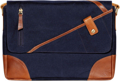 

SCHARF ED FRANK - CASUAL EXPLORER Canvas Leather Messenger Bag Messenger Bag(Dark Blue, 6 L)