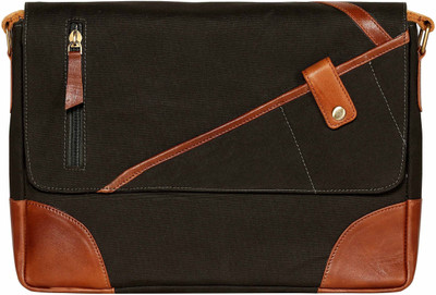 

SCHARF ED FRANK - CASUAL EXPLORER Canvas Leather Messenger Bag Messenger Bag(Green, 6 L)