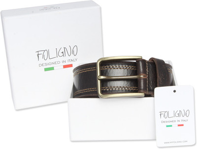 

FOLIGNO Men Casual Black Genuine Leather Belt, Brown