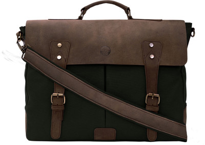 

SCHARF Prince Bourne-Aisle Of Oppulence 16" Laptop Messenger Leather Canvas Shoulder Bag Medium Briefcase - For Men & Women(Black)
