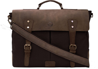 

SCHARF Prince Bourne-Aisle Of Oppulence 16" Laptop Messenger Leather Canvas Shoulder Bag Medium Briefcase - For Men & Women(Brown)