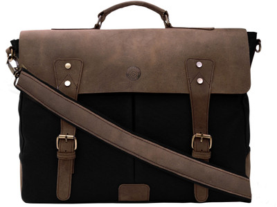 

SCHARF Prince Bourne-Aisle Of Oppulence 16" Laptop Messenger Leather Canvas Shoulder Bag Medium Briefcase - For Men & Women(Black)