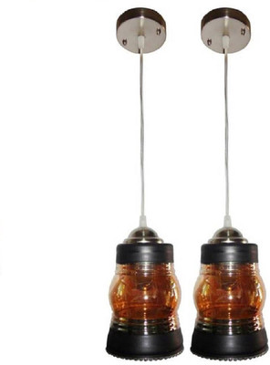 PR Prashant Pack of 2 Pendant Lamp Ceiling Lamp(Brown)